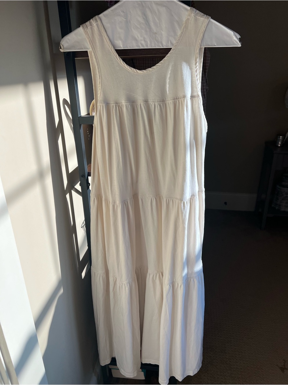 Everlane Cream Sleeveless Tiered Maxi Dress